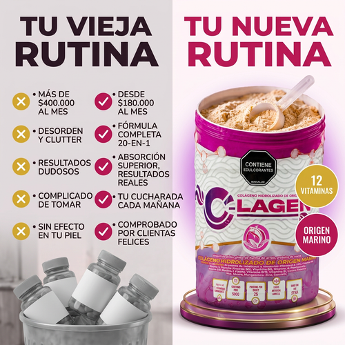 Colágeno hidrolizado marino + Proteína de suero + Citrato de magnesio + 12 Vitaminas y Minerales — sabor vainilla